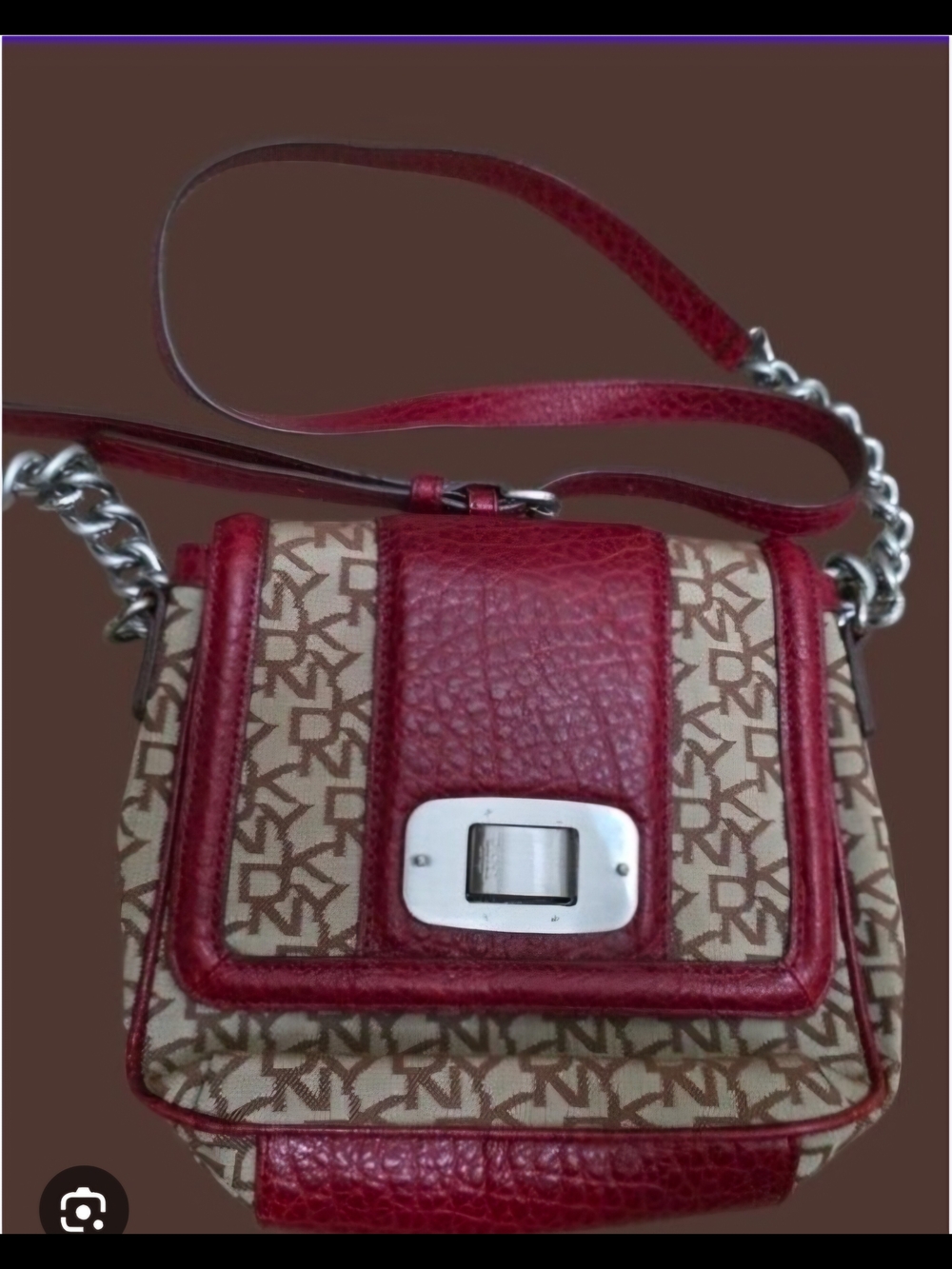 Red Leather-Trim Monogram Crossbody Bag